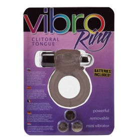 Дымчатое эрекционное кольцо VIBRO RING CLITORAL TONGUE BLACK